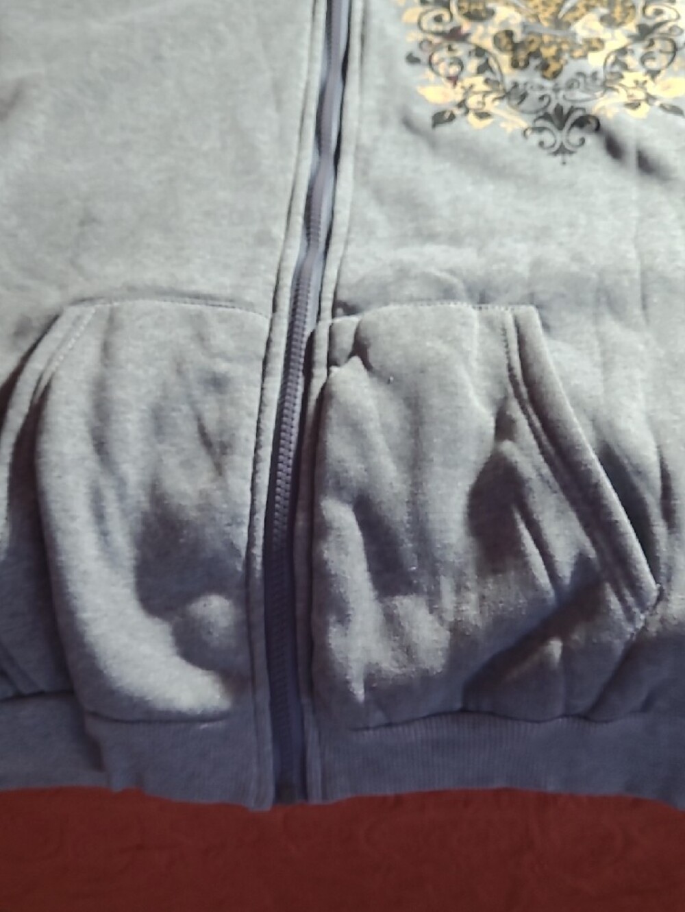 ROMWE Gray Hooded Puffer Jacket with Faux-Fur Trim and Leopard Lined Hood. - Picture 5 of 6